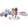 Barbie GDX66 - Pack avec Jeep, Bateau et 2 poupées - Neuf, scellé (boîte légèrement abîmée)
